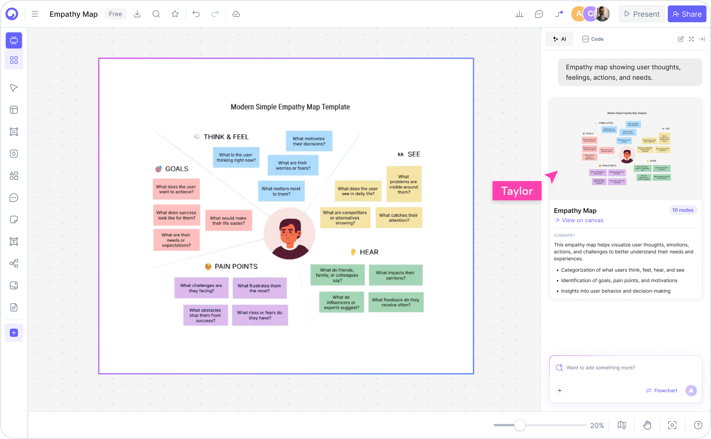 So erstellen Sie eine Empathy Map mit Cloudairy — vier Schritte von der Persona zum Export
